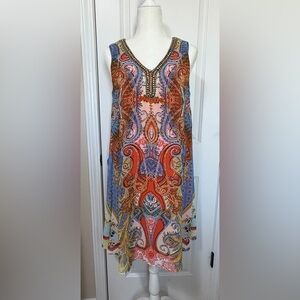 Studio One New York Multicolored Paisley Beaded V-Neck Women’s Dress Size 10